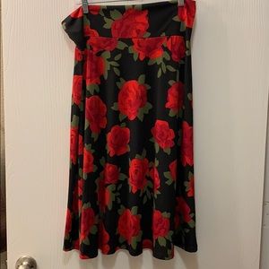 LuLaRoe black and Red Floral Skirt XL